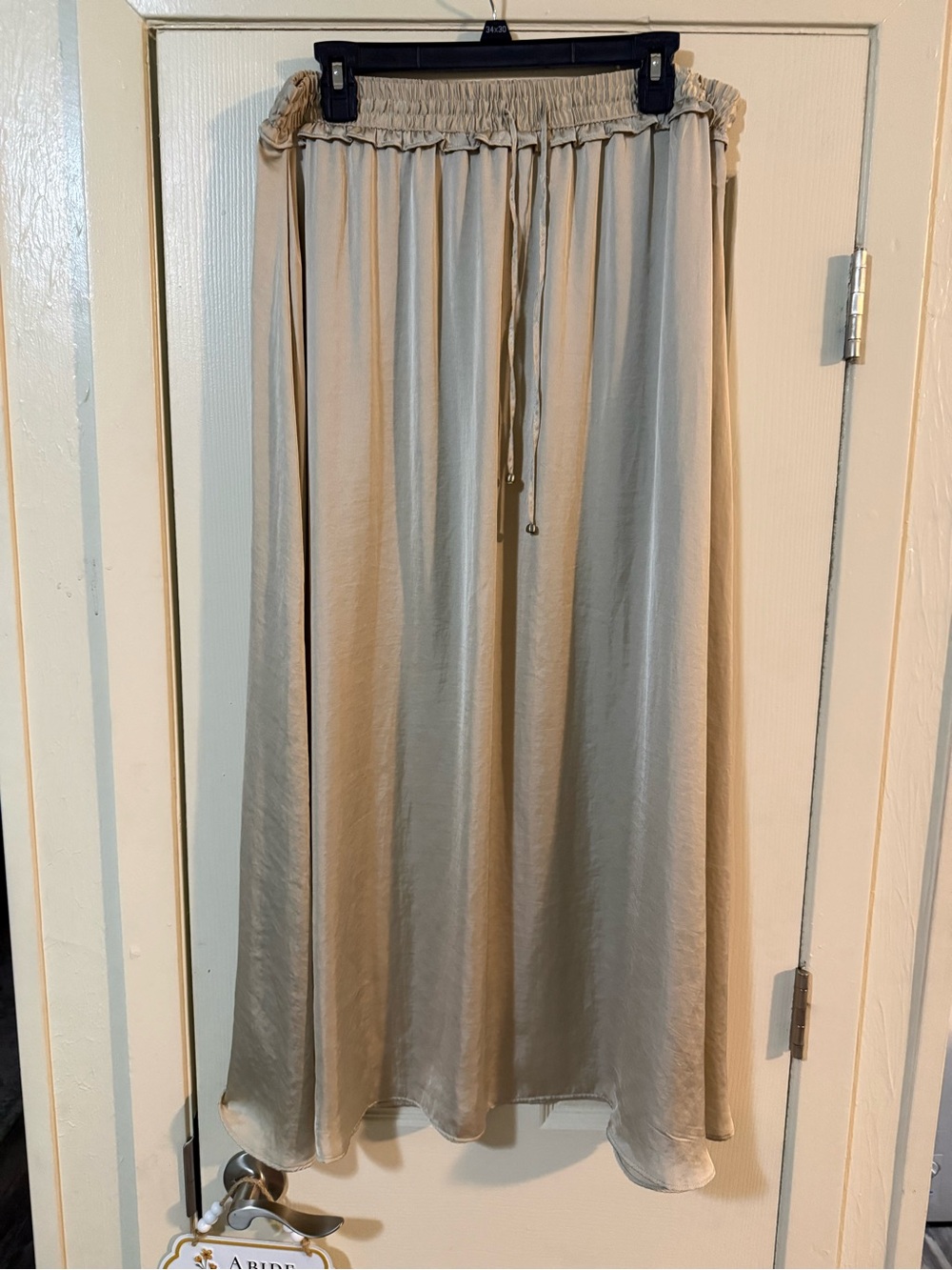 Ellen Tracy Satin Maxi Skirt in Light Taupe